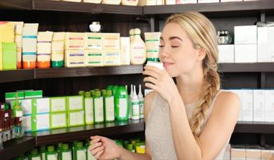Customer sniffing health product in store