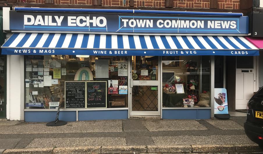 shop front of Town Common News newsagents.