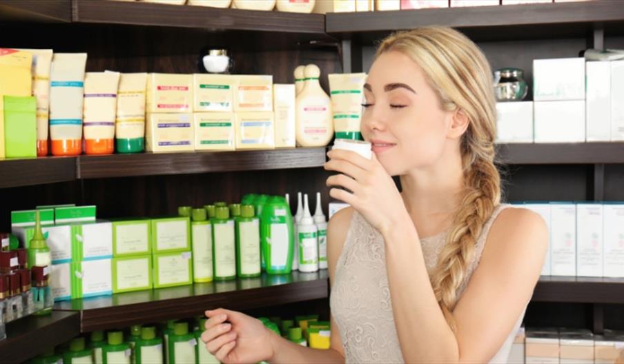 Customer sniffing health product in store