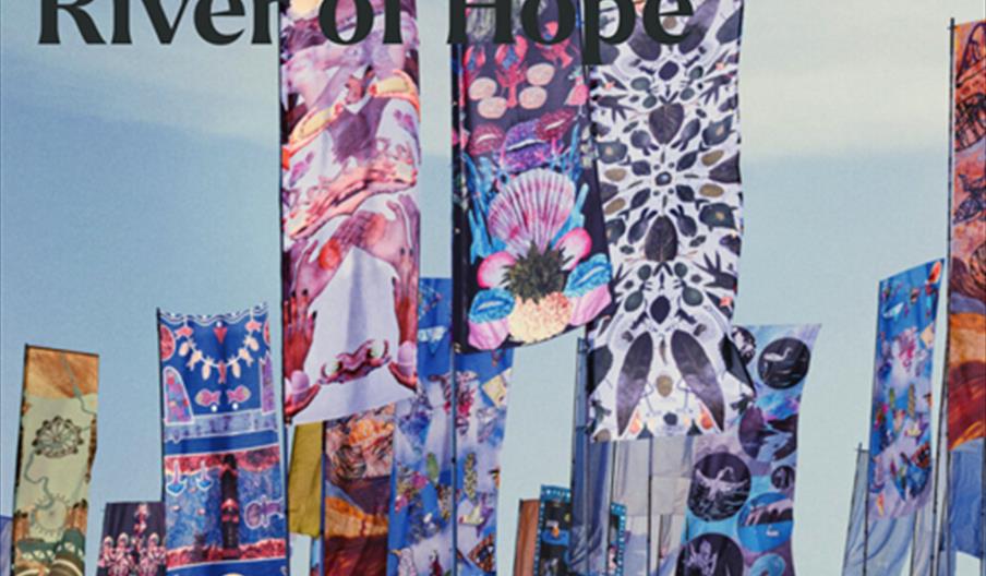 River of Hope Flags on display