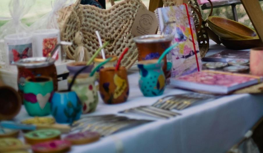 Stall displaying arts and crafts items