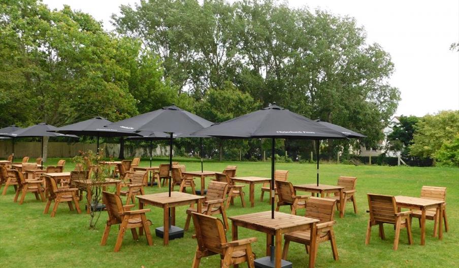 Tables on the lawn