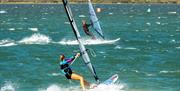 Two Windsurfers out in the Harbour.