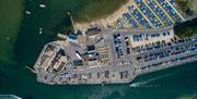 Birds eye view of Mudeford Quay taken from above.