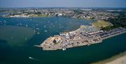 A wide shot of the Quay and Mudeford behind.